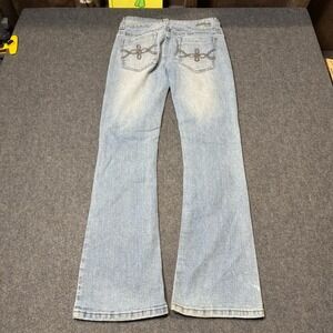 VTG Y2K Bubblegum Low Rise Embroidered Bootcut Flare Jeans Size 7/8 Short Grunge